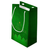 Eid Mubarak Green Gold Moschee Kleine Geschenktüte (Rückseite Schrägansicht)
