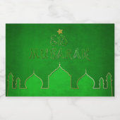 Eid Mubarak Green Gold Moschee Lebensmitteletikett (Einzelnes Label)