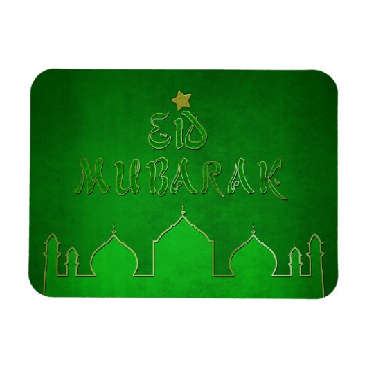 Eid Mubarak Green Gold Moschee Magnet (Horizontal)