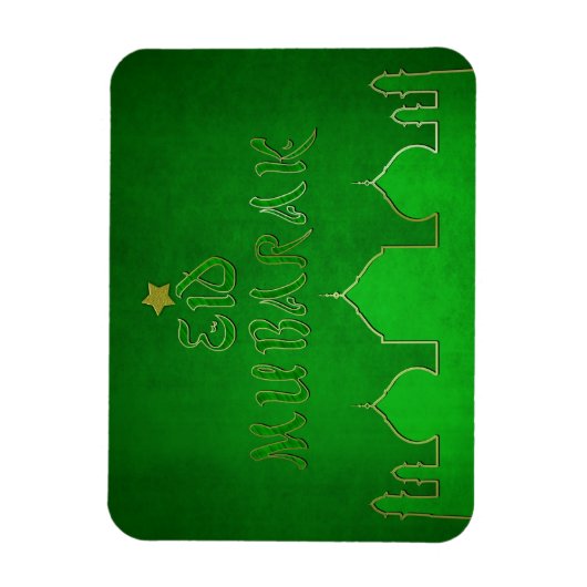 Eid Mubarak Green Gold Moschee Magnet (Vertikal)
