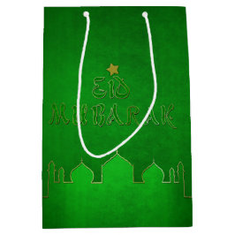 Eid Mubarak Green Gold Moschee Mittlere Geschenktüte