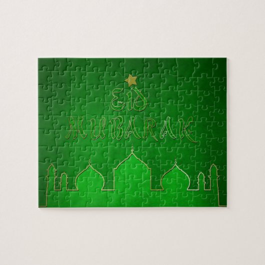 Eid Mubarak Green Gold Moschee Puzzle (Horizontal)