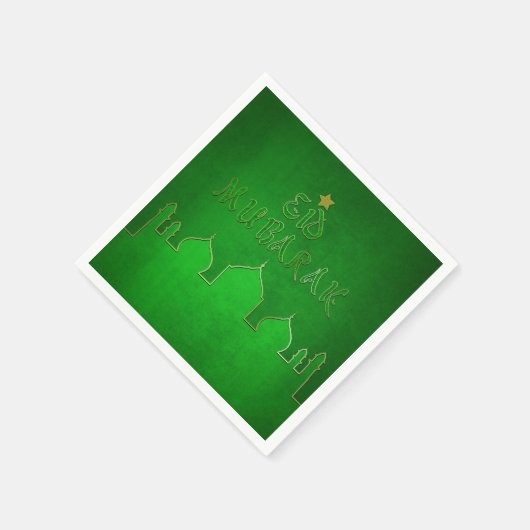 Eid Mubarak Green Gold Moschee Serviette (Ecke)