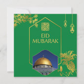 Eid Mubarak Green und Gold mit anpassbarem Text Einladung (Vorderseite)