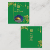 Eid Mubarak Green und Gold mit anpassbarem Text Mitteilungskarte (Vorne/Hinten)