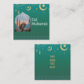 Eid Mubarak grün und blau mit anpassbarem Text Mitteilungskarte (Vorne/Hinten)