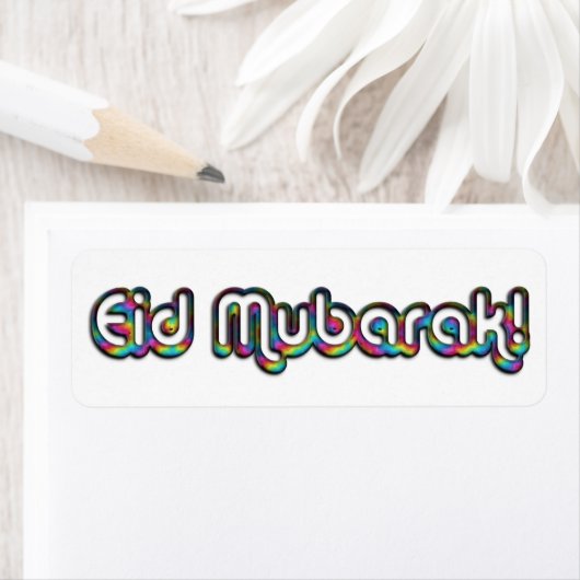 Eid Mubarak Gruß Regenbogenfarben Typografie (Insitu)
