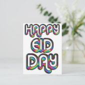 Eid Mubarak Gruß Regenbogenfarben Typografie Postkarte (Stehend Vorderseite)