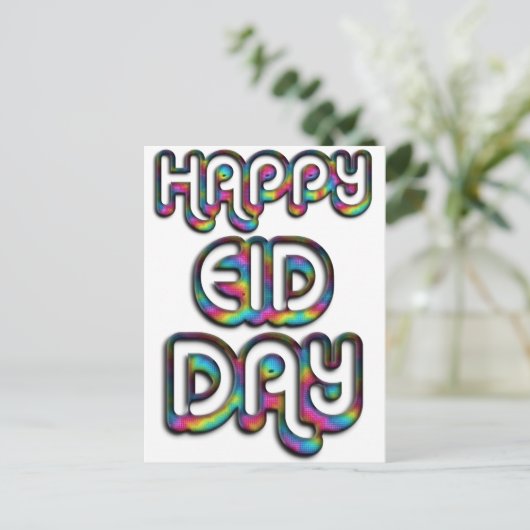 Eid Mubarak Gruß Regenbogenfarben Typografie Postkarte (Stehend Vorderseite)