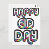 Eid Mubarak Gruß Regenbogenfarben Typografie Postkarte (Vorne/Hinten)