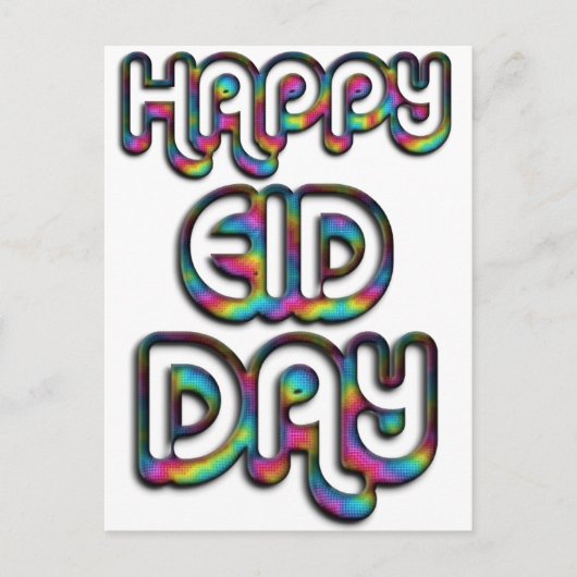Eid Mubarak Gruß Regenbogenfarben Typografie Postkarte (Vorderseite)