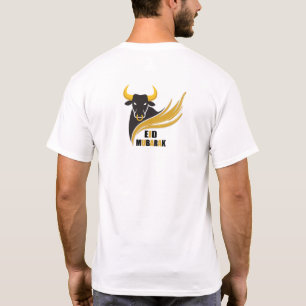 Eid Mubarak-Grußdesign mit Bull-Icon und Gold T-Shirt