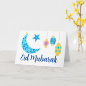 Eid Mubarak Grüße mit Fanoos und Mond Karte (Gelbe Blume)