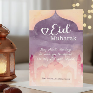 Eid Mubarak Grußkarte mit Moscheendesign Feiertagskarte