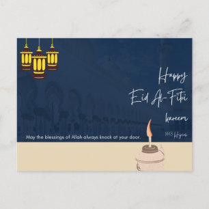 Eid Mubarak - Happy Eid - Farbenfrohe Kalligraphie Postkarte