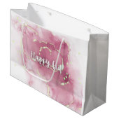 Eid Mubarak/Happy Eid Geschenk Beutel Pink Marmors Große Geschenktüte (Vorderseite Schrägansicht)