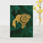 Eid Mubarak - Happy Eid - Gold und Malachit Karte (Gelbe Blume)