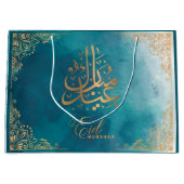 Eid Mubarak | Happy Eid Golden Calligraphy Green Große Geschenktüte (Vorderseite)