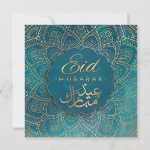 Eid Mubarak   Happy Eid Golden Calligraphy Mandala Feiertagskarte