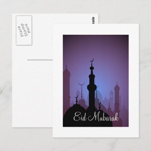 Eid Mubarak Happy Eid Postkarte (Vorne/Hinten)