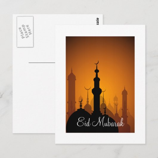 Eid Mubarak Happy Eid Postkarte (Vorne/Hinten)