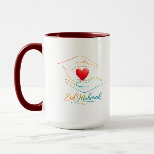 Eid Mubarak Herz Line Art Combo Tasse (Links)
