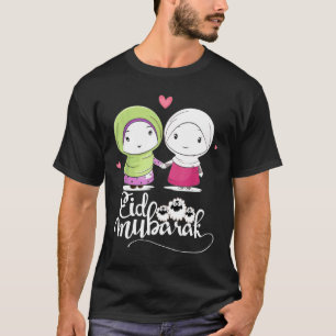 Eid Mubarak Hijab muslimische Mädchen aßen mit lus T-Shirt