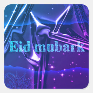 Eid Mubarak Hochglanz Quadratischer Aufkleber