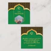 Eid Mubarak im grünen Hintergrund Mitteilungskarte (Vorne/Hinten)