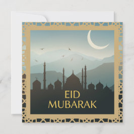 Eid Mubarak im hellblauen Hintergrund Einladung