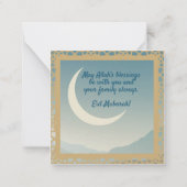 Eid Mubarak im hellblauen Hintergrund Mitteilungskarte (Rückseite)