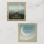 Eid Mubarak im hellblauen Hintergrund Mitteilungskarte (Vorne/Hinten)