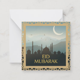 Eid Mubarak im hellblauen Hintergrund Mitteilungskarte