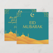 Eid Mubarak im türkisfarbenen Hintergrund Einladung (Vorne/Hinten)