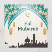 Eid Mubarak im weißen Hintergrund Einladung (Vorne/Hinten)