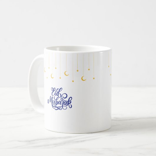 Eid Mubarak in blauer Farbe Kaffeetasse (Vorderseite Links)