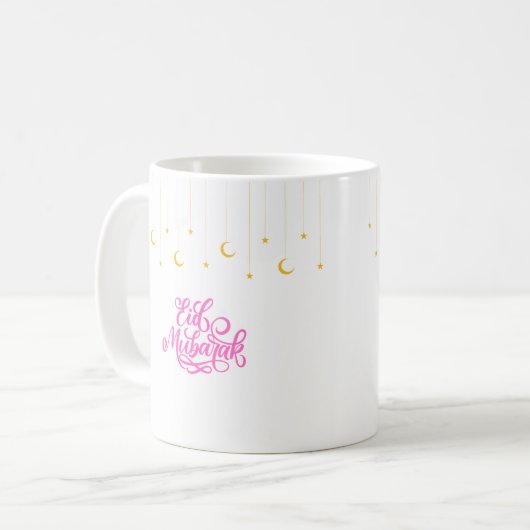 Eid Mubarak in rosa Farbe Kaffeetasse (Vorderseite Links)