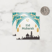 Eid Mubarak in weißer Hintergrundinformation Mitteilungskarte (Vorderseite/Rückseite Beispiel)