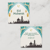 Eid Mubarak in weißer Hintergrundinformation Mitteilungskarte (Vorne/Hinten)
