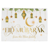 Eid Mubarak Individuelle Name Elegante White Gold  Große Geschenktüte (Rückseite)