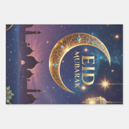 Eid Mubarak Islamic celebration Gold And navy Geschenkpapier Set