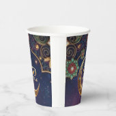 Eid Mubarak Islamic celebration Gold And navy Pappbecher (Rechts)