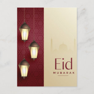 Eid Mubarak Islamic Lantern Red Feiertagspostkarte