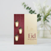 Eid Mubarak Islamic Lantern Red Feiertagspostkarte (Stehend Vorderseite)