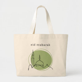 Eid Mubarak Jumbo Tasche | Modern Mosque Sage Gree