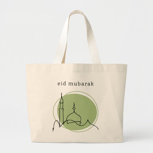 Eid Mubarak Jumbo Tasche | Modern Mosque Sage Gree (Vorne)