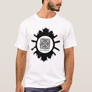 Eid Mubarak Kalligraphie und Moschee Black Text T-Shirt