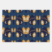 Eid Mubarak Kids Blue Moon Lantern Muster Zittern Geschenkpapier Set (Vorderseite)