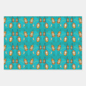 Eid Mubarak Kids Moon und Lantern Aquamarin Geschenkpapier Set (Vorderseite)