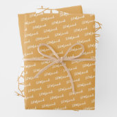 Eid Mubarak Kids Yellow Muster Zitat White Text Geschenkpapier Set (Beispiel)